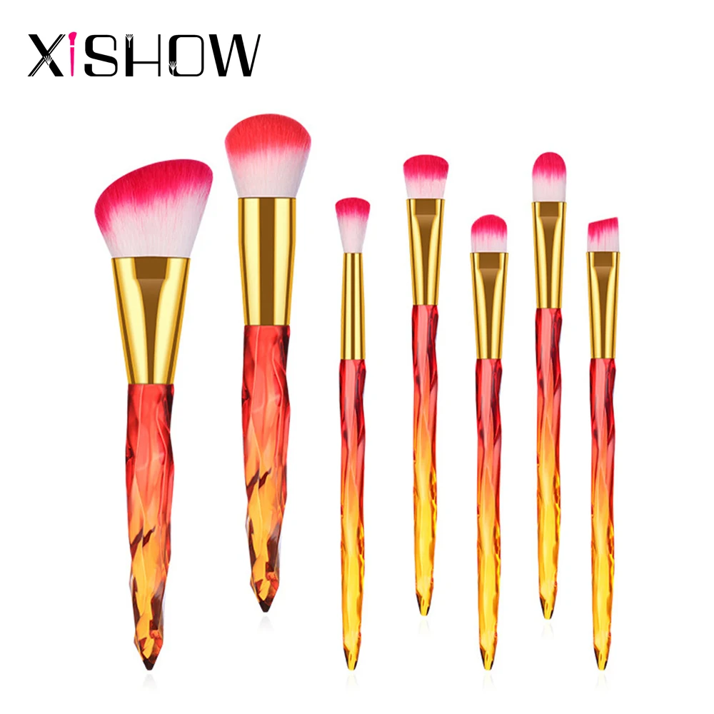 

XISHOW Makeup Brushes Set Cosmetics Beauty Blender Powder Foundation Brush Eyeshadow Eyebow Gradient Diamond Brushes 7pcs