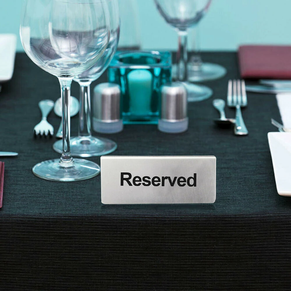 

Stainless Steel Table Sign Reserved for Special guests Hotel 3D Table Sign Restaurant Takeaways Double Sided Cafe Reusable Bar