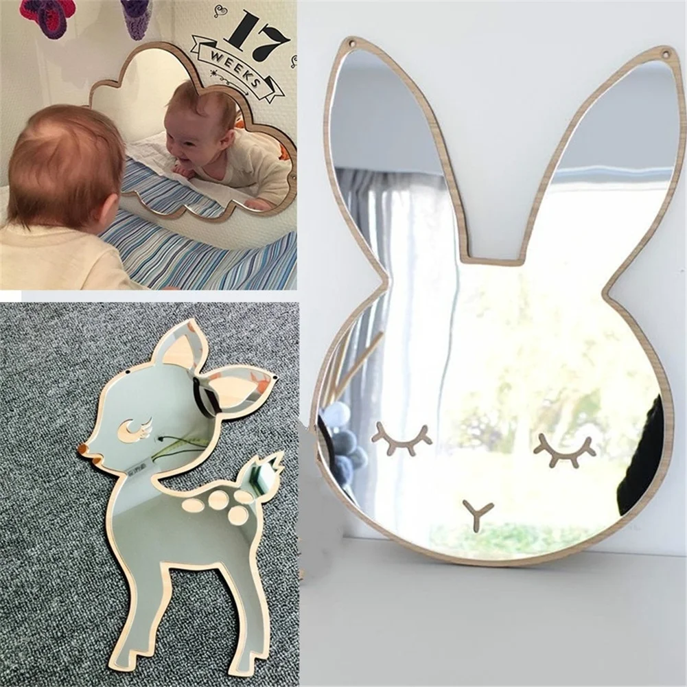 Деревянный акриловый зеркальный стикер милый кролик облако звезда корона