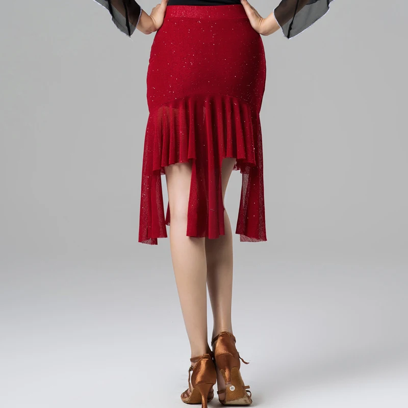 Женское платье для латинских танцев сальсы Танго румбы ча-ча бальных юбка черный