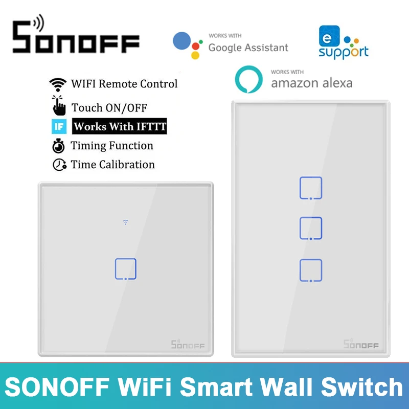 SONOFF T0/T1/T2/T3 ЕС/США WiFi умный настенный выключатель 1 2 3 Банды сенсорный TX Умный