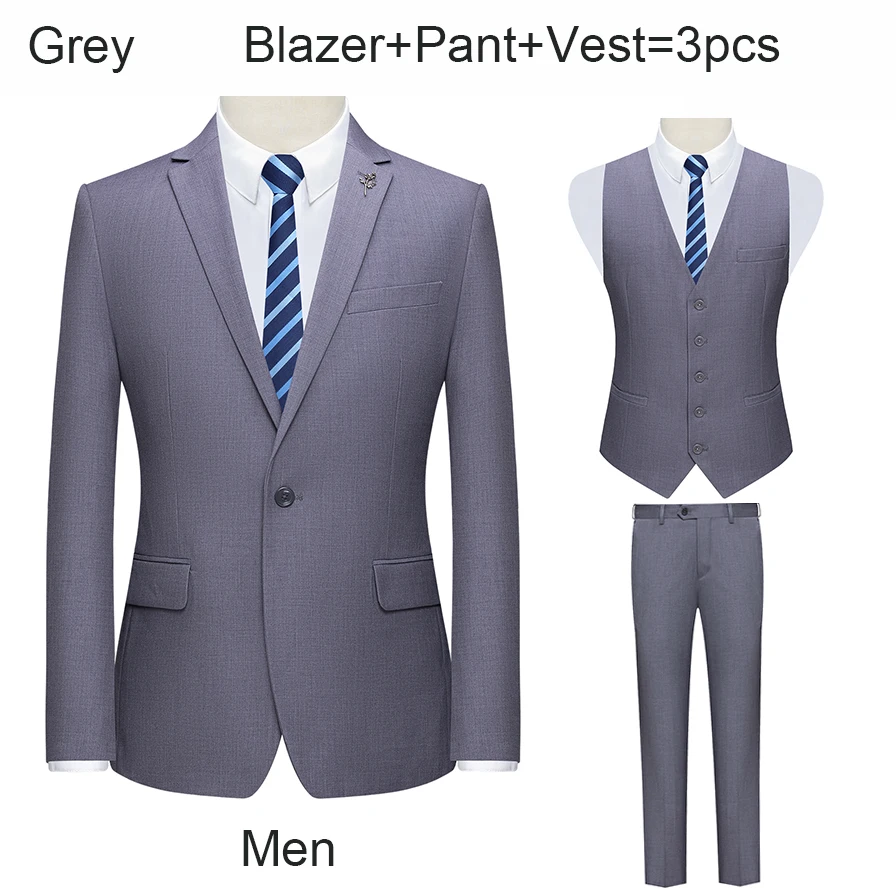 

Tailor Suit Both for Men & Women Office Business Grey Formal Stretch High Quality Blazer Pant Vest Set Unisex Team Work Wear