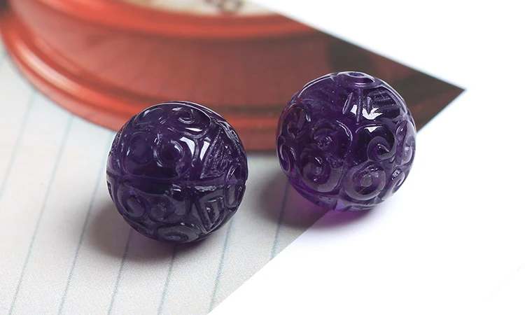 

one piece loose beads carved round AMETHYST for making jewelry necklace FPPJ wholesale