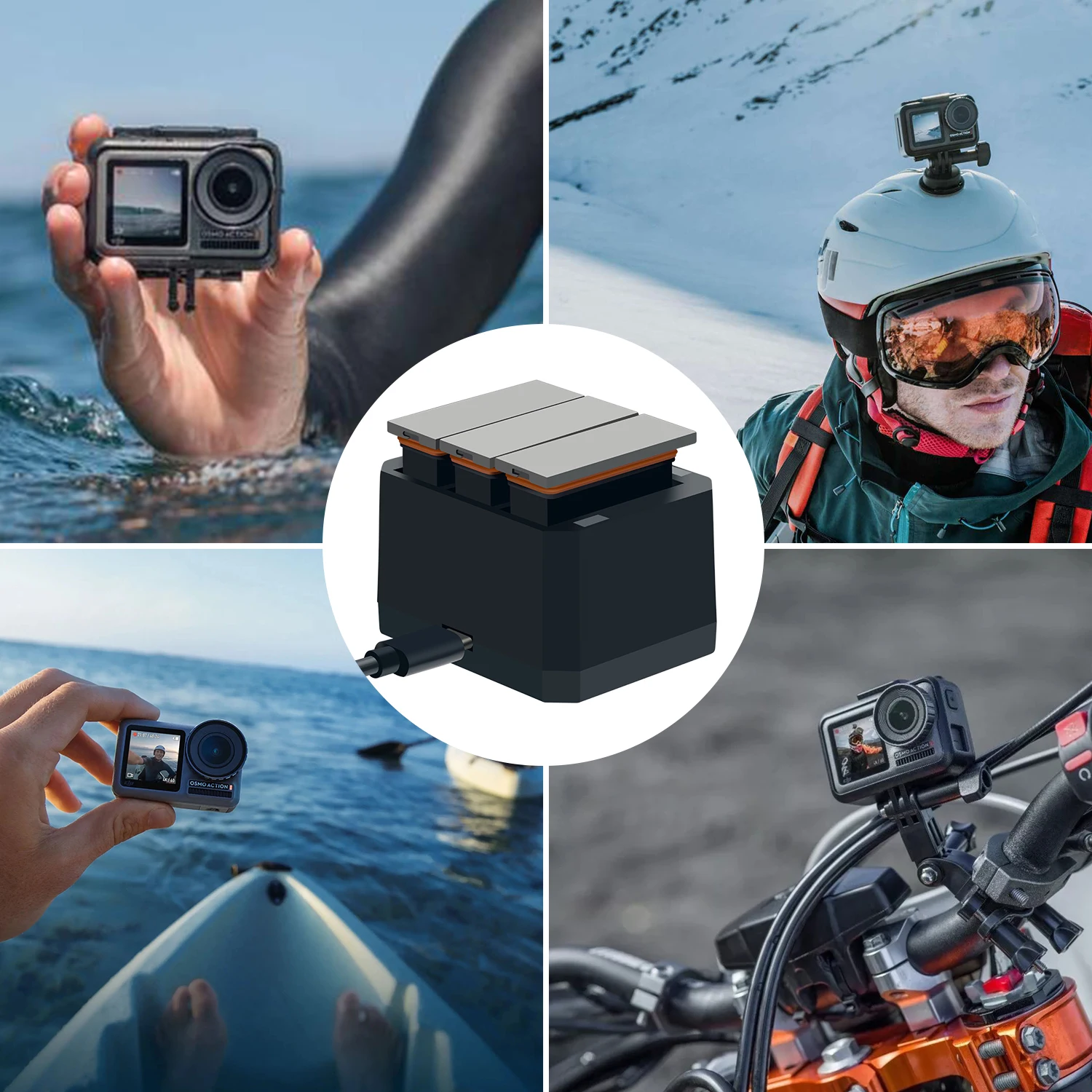 Carregador para Dji Baterias Pces Bateria 1 Rápido 3-channel Usb Osmo Ação Câmera Nova 3 1300 Mah