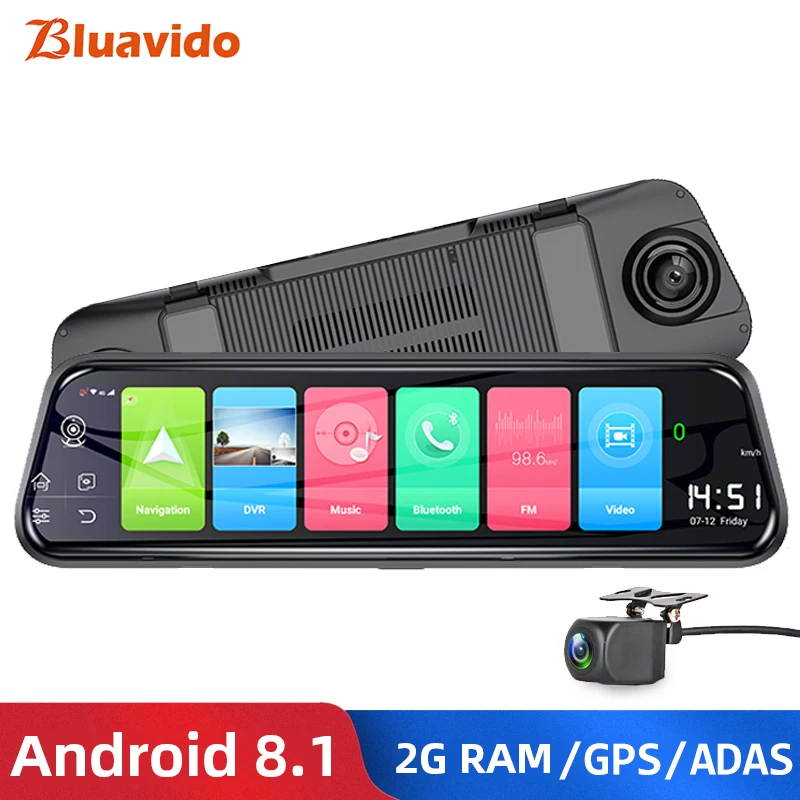 Bluavido 10 дюймов 4G Android зеркало заднего вида DVR 1080P видеорегистратор GPS навигация ADAS