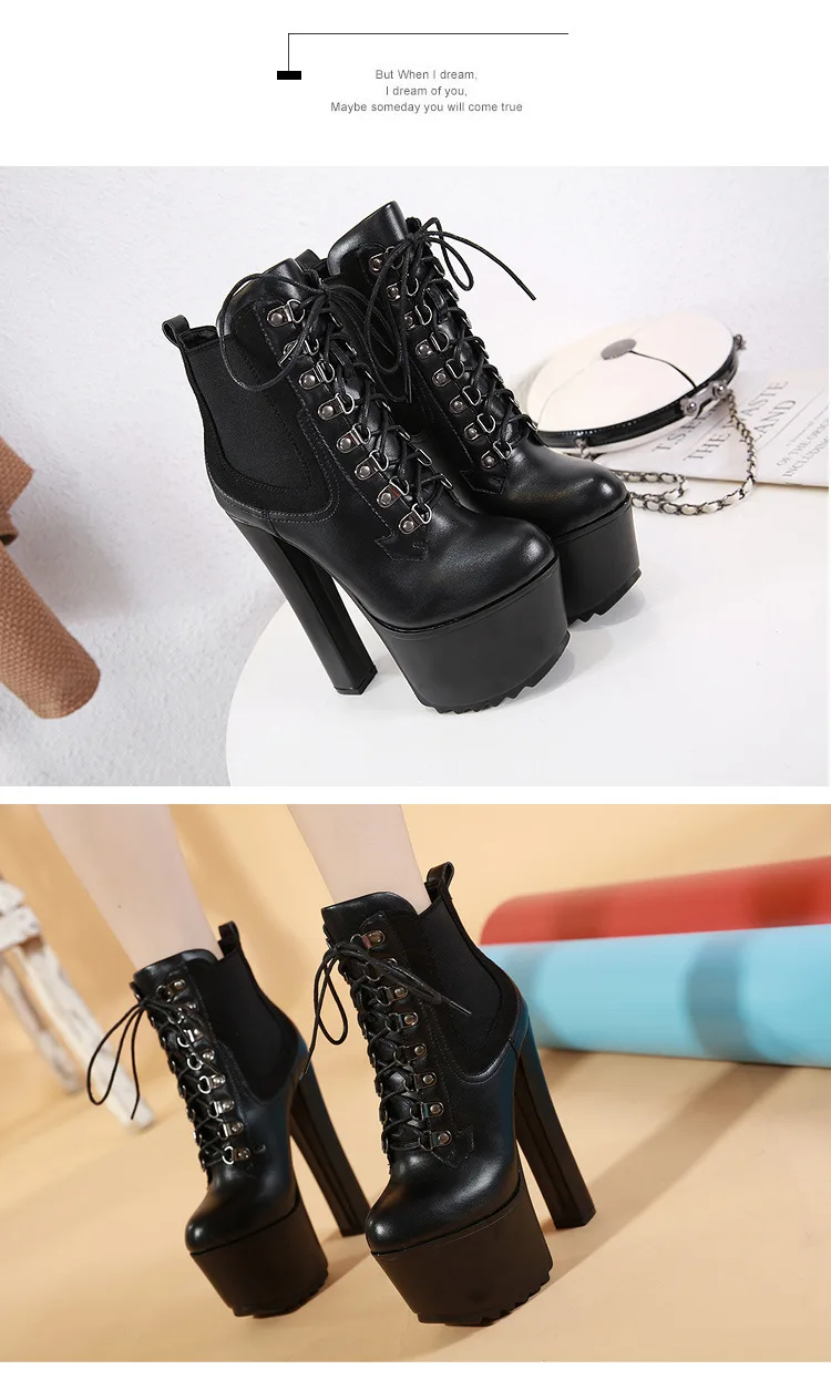 LEOPARD LAND Women's Shoes Thick High Heel Strap Martin Boots Women's Boots Platform Heels Boots Women Winter Shoes CWF-my8809-9