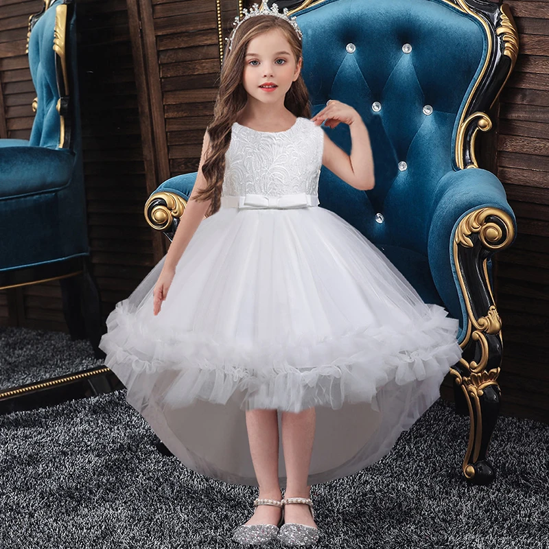 

2021 Summer Kids Princess Dress Girls Flower Embroidery Dress For Girls Vintage Wedding Party Formal Ball Gown Children Clothing