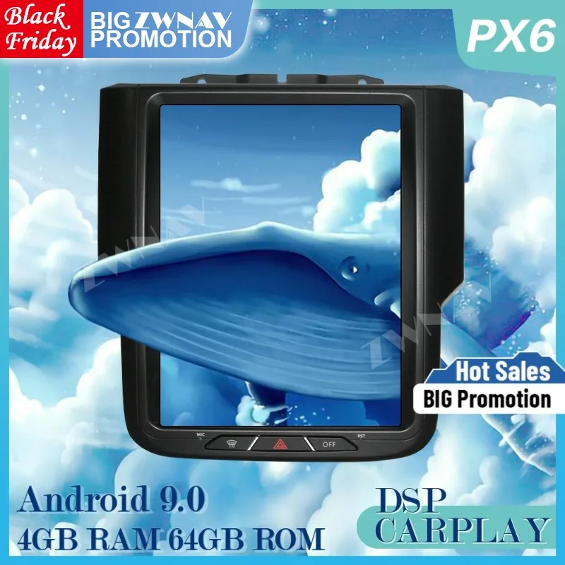 

Tesla Style Android 9.0 Car Multimedia player For Dodge RAM 1500 2500 3500 2014 2015 2016-2018 Audio Radio Stereo GPS Head Unit