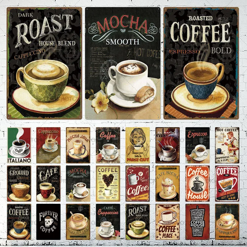 

Coffee And Tea Metal Plate Kitchen Room Decor Metal Tin Vintage Wall Art Decor Metal Pub Bar Sign Mural Modern Metal Tin Sign