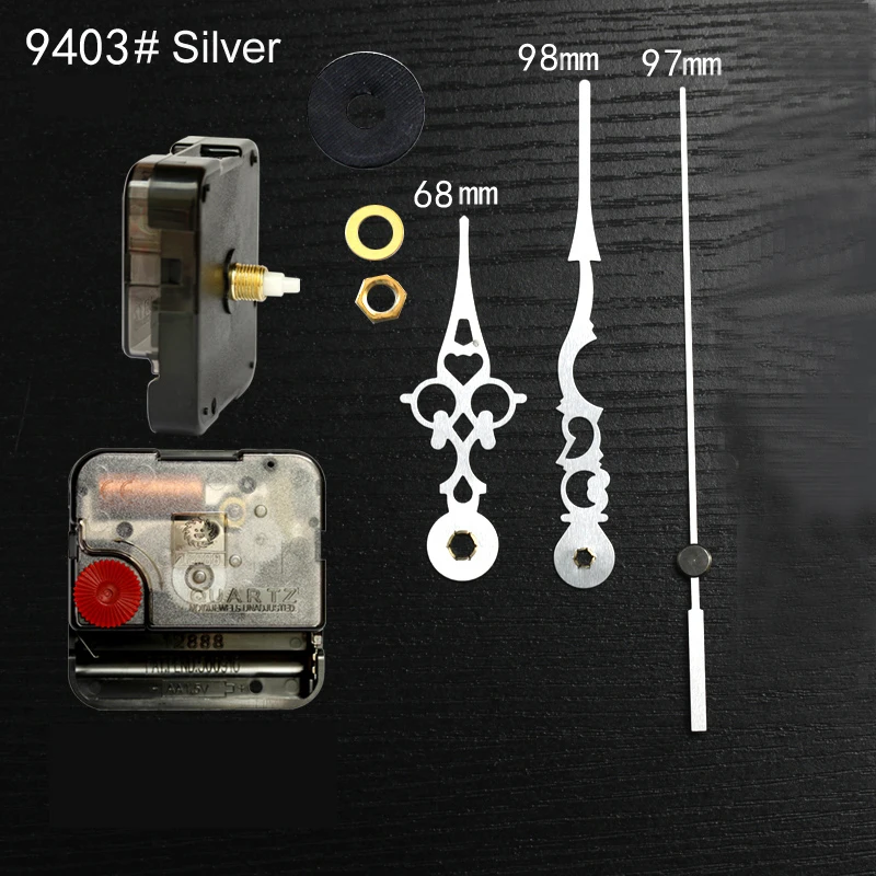 

12888 Young Town 6mm Sweep screw axis Quartz Clock Movement with 9403#Silver hands DIY Wall Clock Accessory Kits