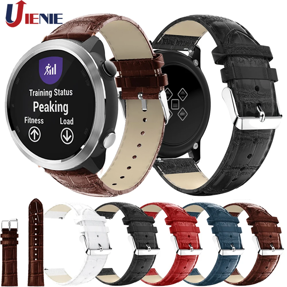 Кожаный ремешок для смарт часов Garmin Forerunner 645/Vivomove HR/Vivoactive 3 спортивный сменный