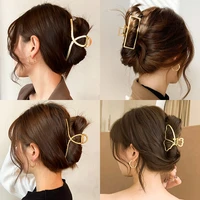new women elegant gold silver hollow geometric metal hair claw vintage hair clips headband hairpin fashion hair accessories