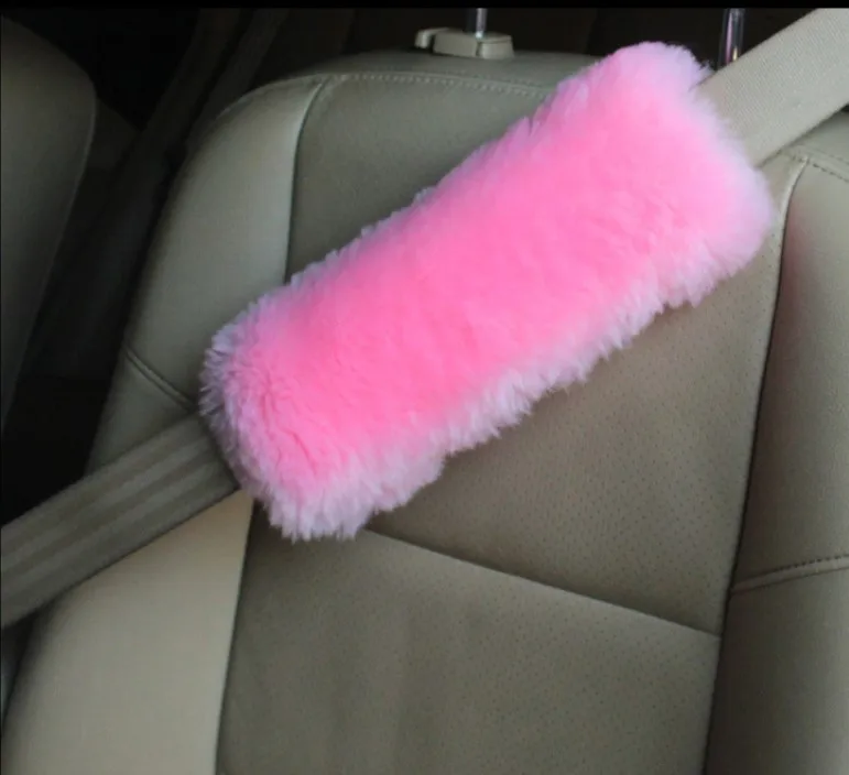 2 Pcs Pink 2 шт., ремень безопасности для автомобиля, мягкий плюшевый Авто Ремень безопасности, ремень безопасности, модный автомобильный ремень безопасности, плечевая накладка, удобная для вождения - Название цвета: 2 Pcs Pink