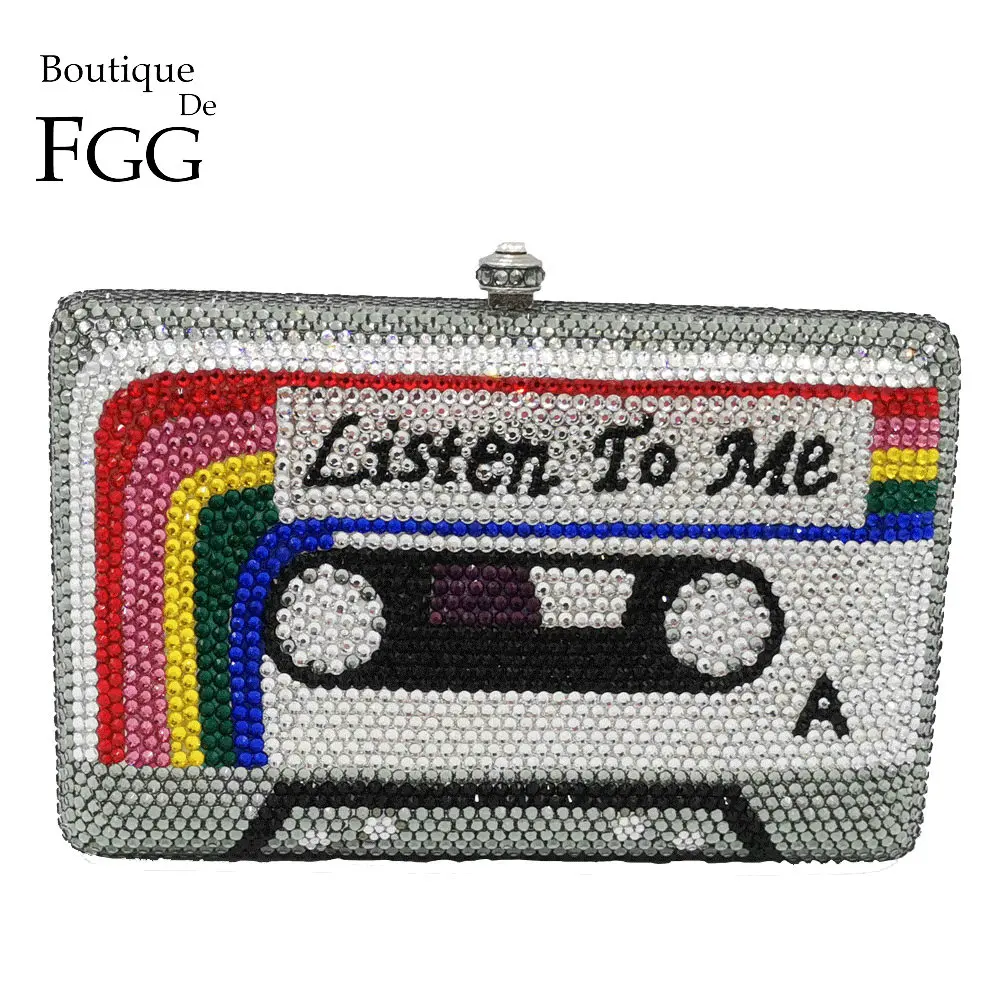 Женский клатч с кассетой Boutique De FGG Listen2ME вечерняя сумочка кристаллами и кошелек со