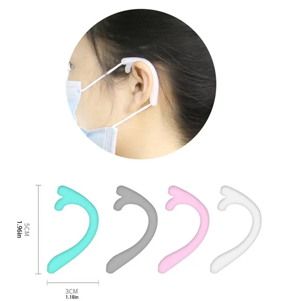 

1 Pair Soft Silicone Mask Ear Hook Anti-Leak Anti-Pain Invisible Face Mask Ear Grips Reusable Ear Protector Artifact