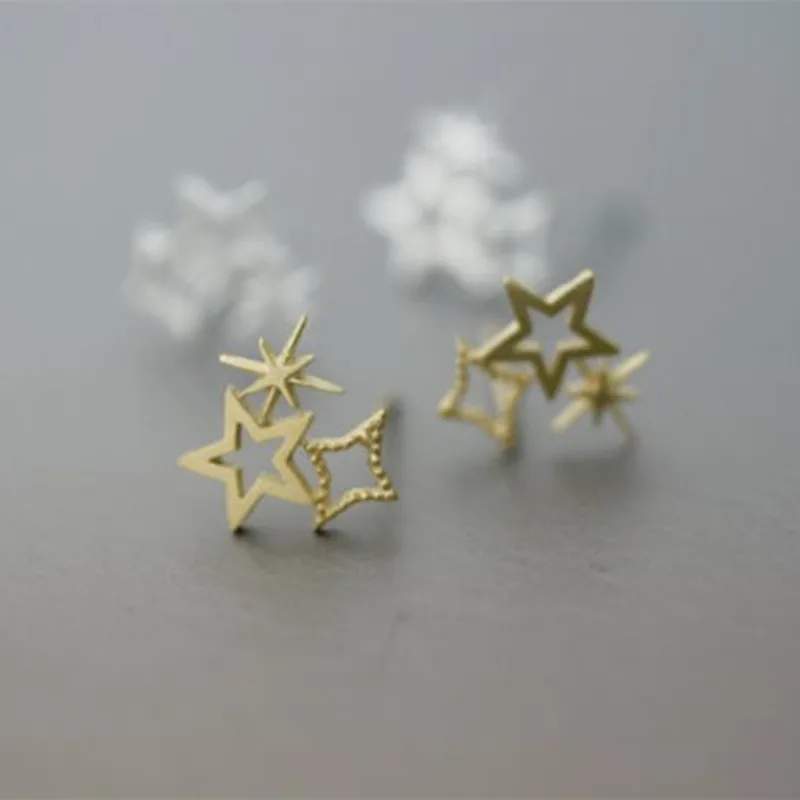 

Fashion Pentagram studs earrings Cute Three styles of star design combined earrings Suitable for Women
