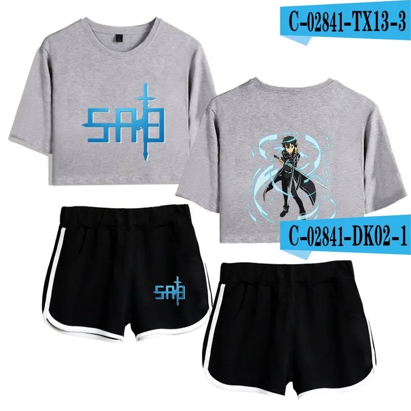 

2020 Popular Sword Art Online Summer Short T Shorts Set Shorts Sexy Two-piece Sets Girls Women Ladies Costume