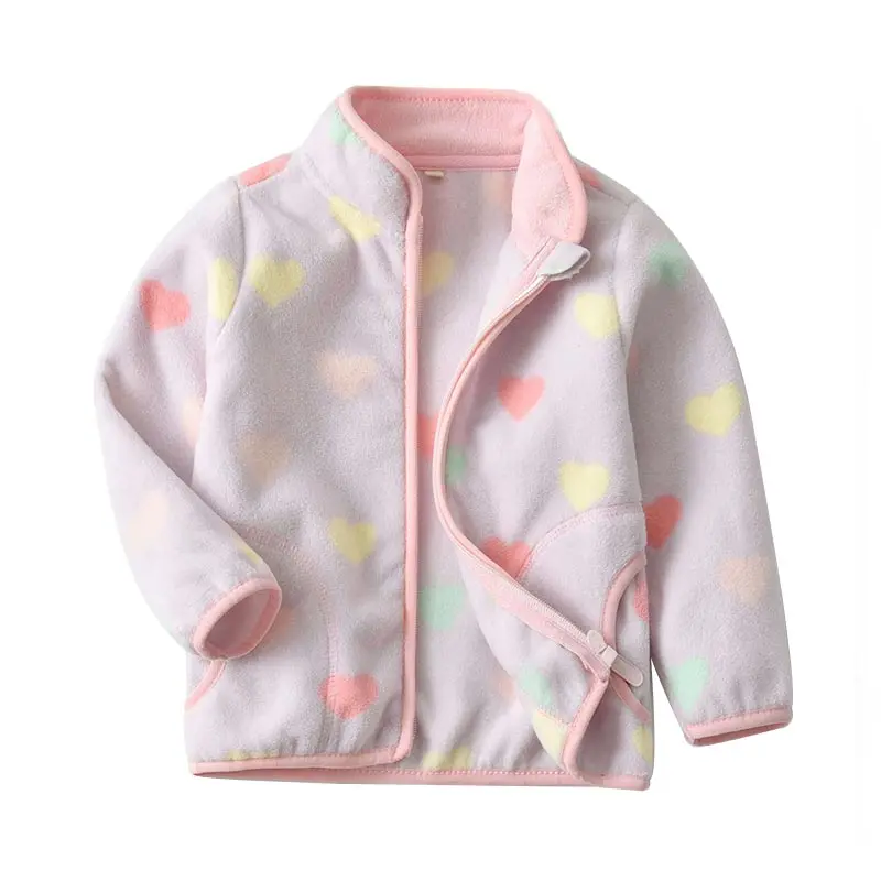 Pink Blue Love SVELTE/милая розовая флисовая куртка для маленьких девочек 2-7 лет, одежда на весну-осень-зиму с принтом - Цвет: Pink Blue Love