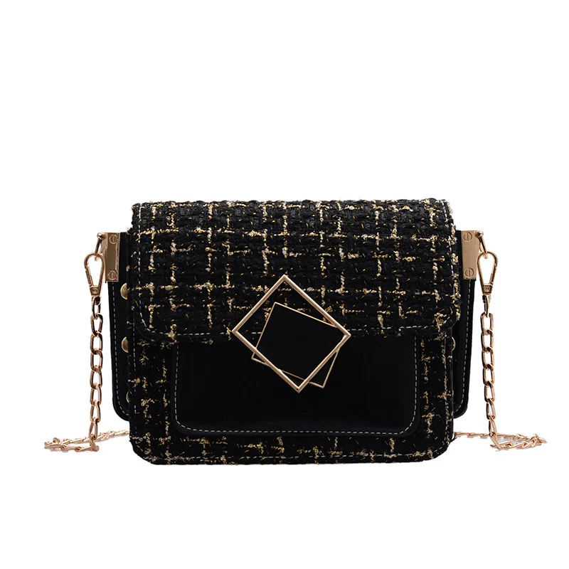 

2020 Girl Wool Bag Women Rivets Joker One Shoulder Bags Women's Messenger Bags Chain Bag Student Small Square Mini Bags