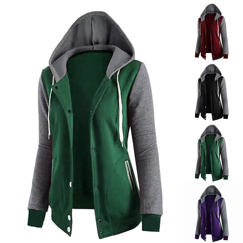 

Women Drawstring Hooded Outwear Tops With Pockets Casual Buttons Down Hoodies Ladies Outwear Hooded Jacket Clothes