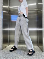high 2021 autumn quality women chains belts grey jeans female luxury denim pants ddxgz2 7 08