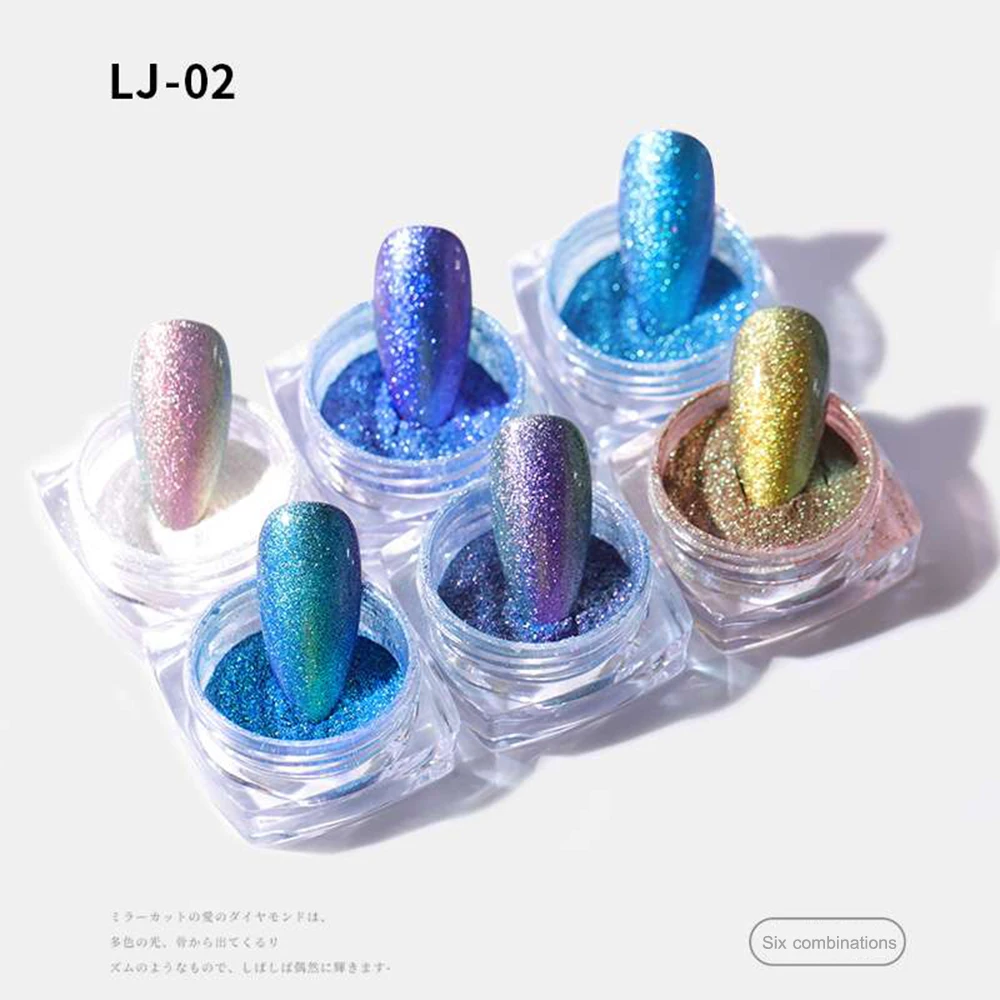 6 шт новый взрыв ногтей Блеск поп цвет японский стиль наждачная бумага порошок