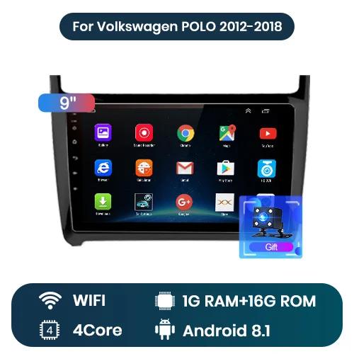 WIFI (1GB 16GB) Junsun V1Android 9,0 2G+ 32G DSP автомобильный Радио мультимедийный видео плеер для Фольксваген Поло 2012- седан навигация 2 din без dvd - Цвет: WIFI (1GB 16GB)