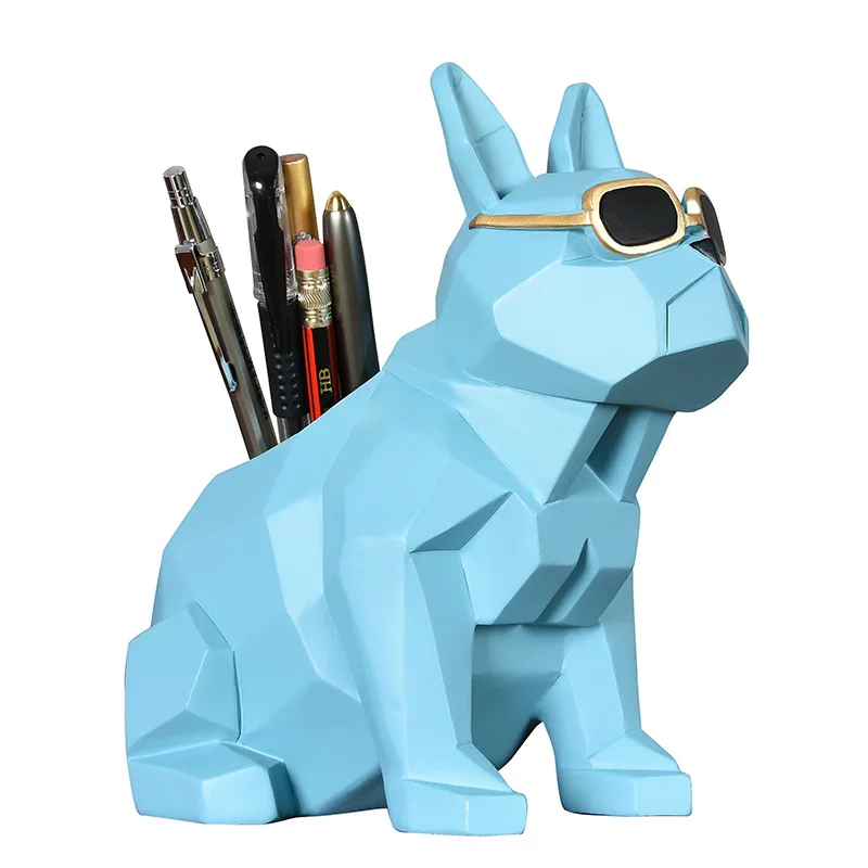 

Nordic Simple Geometry French Bulldog Resin Wine Rack Decoration Personality Living Room Study Pencil Vase Ornaments X4437