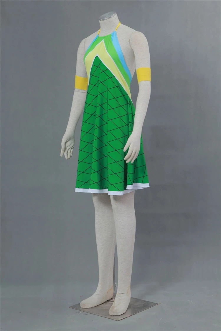 Фейри Тейл Венди Марвелл Косплей Обувь Костюмы Зеленое Платье Темно-синяя Парик Женщины Девочки Хэллоуин Вечеринка.