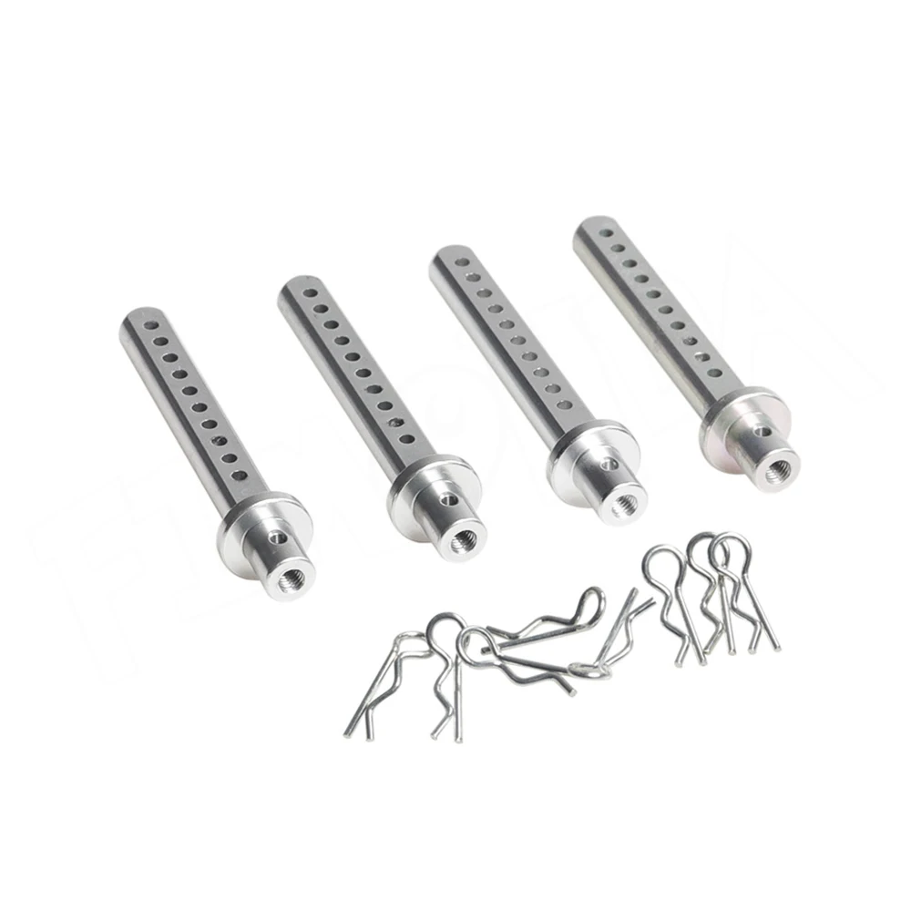 Silver 4 шт. Алюминий машина из сплава RC корпусные стойки держателя с зажимом для 1/10 комплект автомобильных принадлежностей для передней и задней оси SCX10 90027 RC4WD D90 TF2 Tamiya по супер скидке CC01 - Цвет: Silver