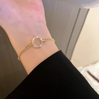 new trendy 2021 geometric alloy rhinestone womens bracelet personality design circle texture kpop jewelry christmas gifts