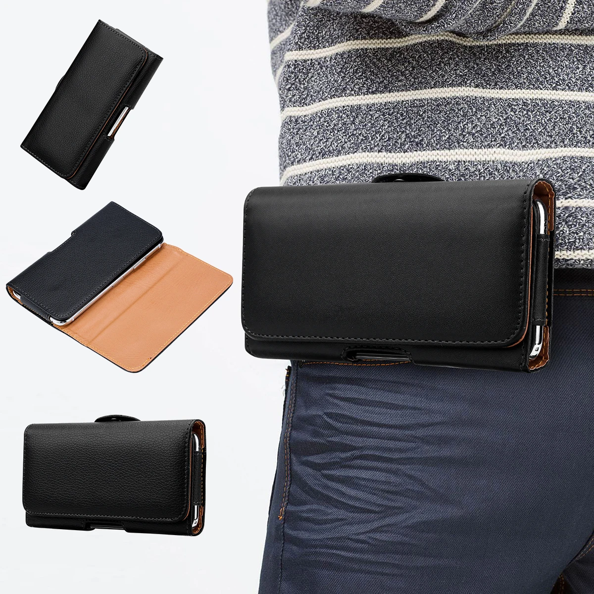 Универсальный чехол кобура для мобильного телефона Spot iPhonex кожаный с подвесным