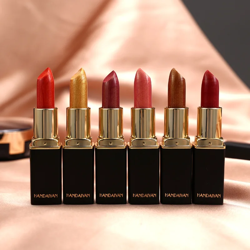 

Brand Professional Lips Makeup Waterproof Shimmer Long Lasting Pigment Nude Pink Mermaid Shimmer Lipstick Luxury Makeup Cosmetic