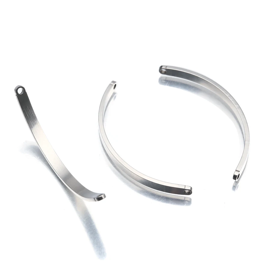

8Pcs/Lot Stainless Steel Solid Rectangle Bar Half Round Cuff Link Bangle Connectors Components Diy For Bracelet Jewelry Making