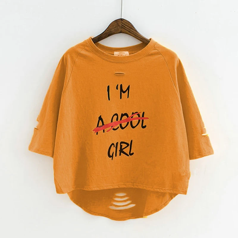 Женская футболка с коротким рукавом Повседневная большого размера рваными