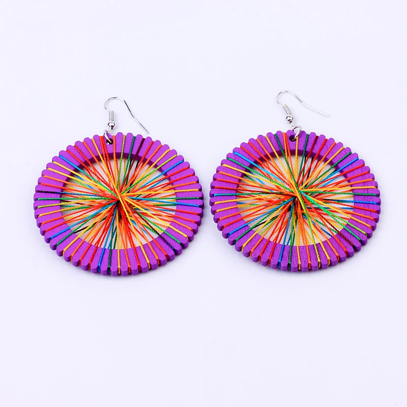 Женские деревянные серьги ручной работы уникальные богемные с подвесками в виде