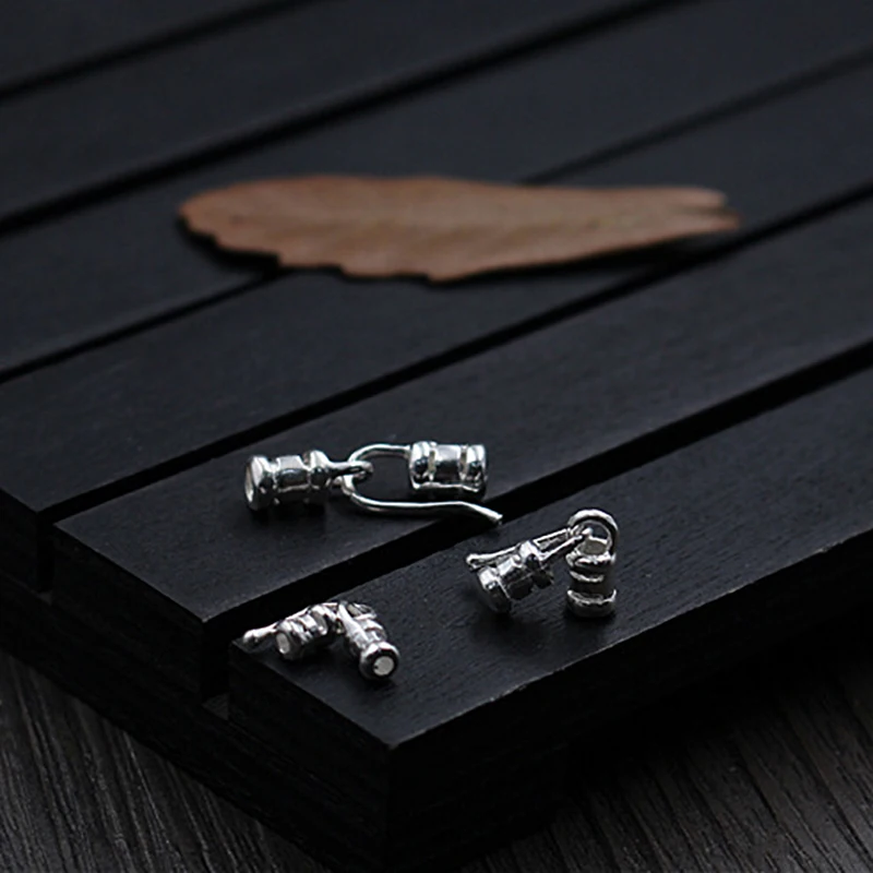 Соединительная Пряжка для кожаного браслета ожерелье из серебра 925 пробы с