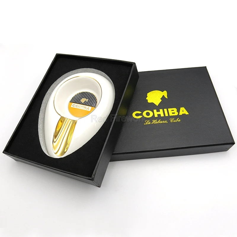COHIBA керамическая круглая для сигарет Пепельница карман 1 держатель для путешествий пепельницы для сигар портативные Smkoing аксессуары с подарочной коробкой