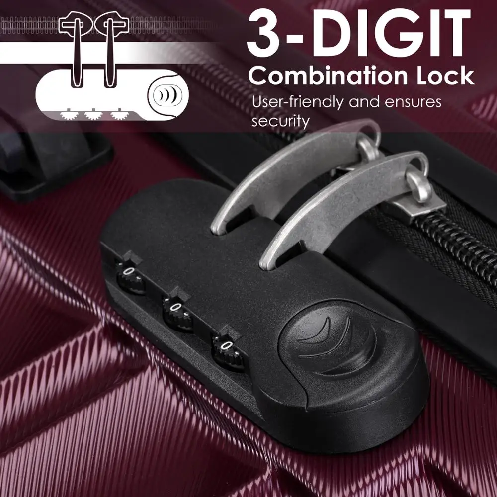 Легкий жесткий комплект багажа из 3 предметов ABS с спиннинговым чемоданом 20