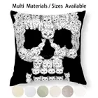 Чехол для подушки с изображением черепов для кисок, наволочка для подушки, хлопковая льняная наволочка с изображением льняного черепа, коты Потрясающие жесткие милые графические котята