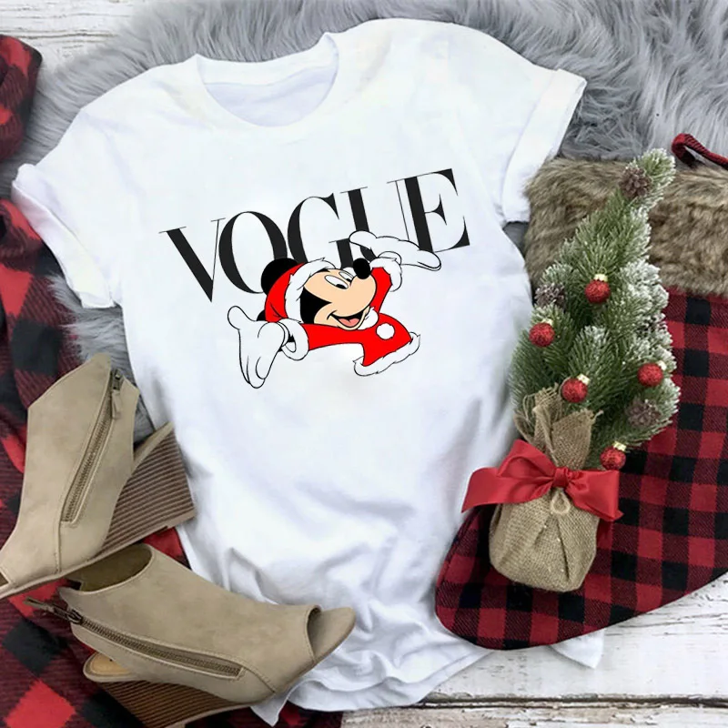 WT0234-White Рождественская футболка Для женщин T рубашки для мальчиков Модные Графический милый каваи Hipster футболка Micky женский Camiseta Mujer - Цвет: WT0234-White