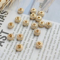 14k gold wheel beads inlaid with zircon spacer are used for diy necklaces earrings accessories jewelry and hardware