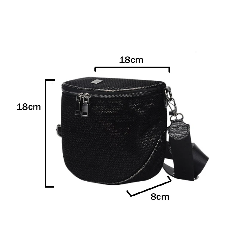 

FUNMARDI 2021 New Women's Bags Sequined Mesh Shoulder Bags Lady Crossbody Bag Casual Bag Wide Shoulder Strap Saddle Bag WLHB2291