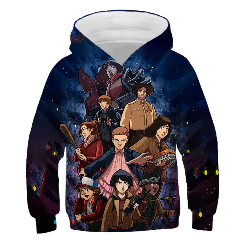 

Funny 3D Stranger Things Hoodie Teen Girl Kids Clothes White Fall Long Sleeve Anime Tops Boys Warm Plus Cashmere Sweatshirt