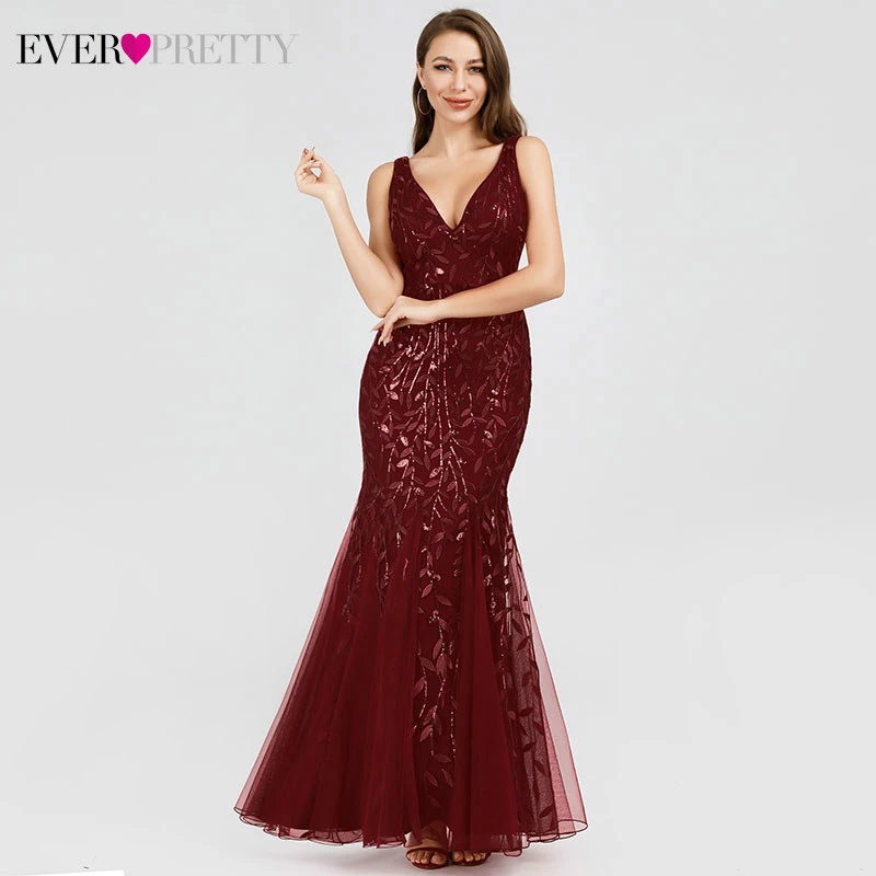 Robe De Soiree Ever красивые сексуальные вечерние платья Русалка Длинные блестящие драпировки, тюль, вечерние платья элегантные женские вечерние платья - Цвет: EP07886BD-AStyle