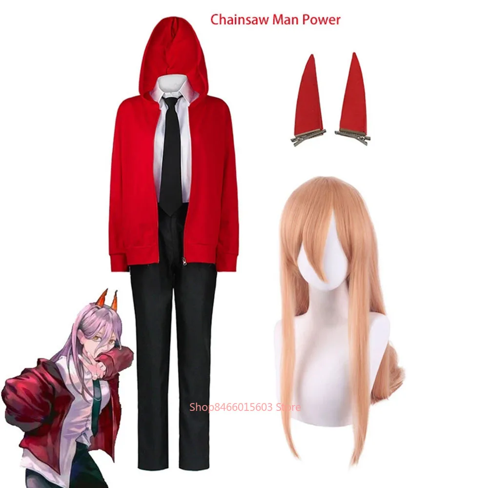 

Костюм для косплея из аниме бензопилы для мужчин и женщин, красная куртка, худи, штаны, дьявольский рог, волосы для Хэллоуина, Рождественская...