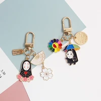 cartoon japan anime spirited away gold color keychain for women key chains ring car bag pendent charm airpods accessories d375