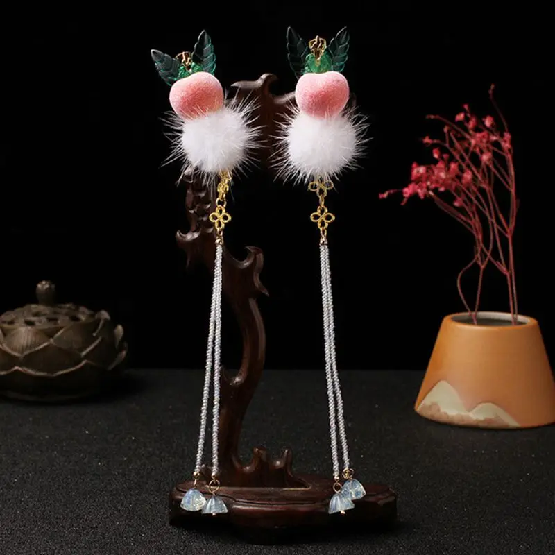 

Peach Hairpins New Vintage Elegant Metal Tassel Long Hair Clips For Women Hanfu Antique Party Hair Accessories Christmas Gift