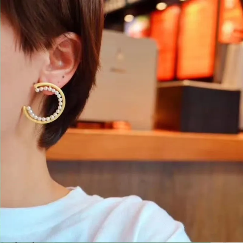 

UBESTNICE Real 925 Sterling Silver For Women Freshwater Pearls Stud Earring Trendy Fine Jewelry Gold Plated C Circle Earrings