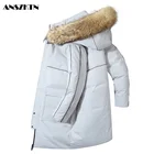 Новое поступление 2021, утепленный мужской пуховик с большим воротником из натурального меха, водонепроницаемый длинный пуховик, теплое зимнее пуховое пальто